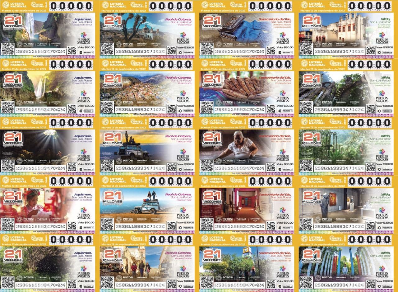 Proyectan a nivel nacional Pueblos Mágicos Potosinos en billetes de lotería
